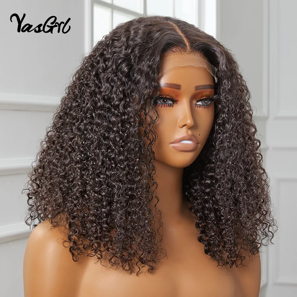 Jerry Curly 5x5 Lace Closure  Short Bob Human Hair Wigs Deep Wave Brazilian Remy 180 Density