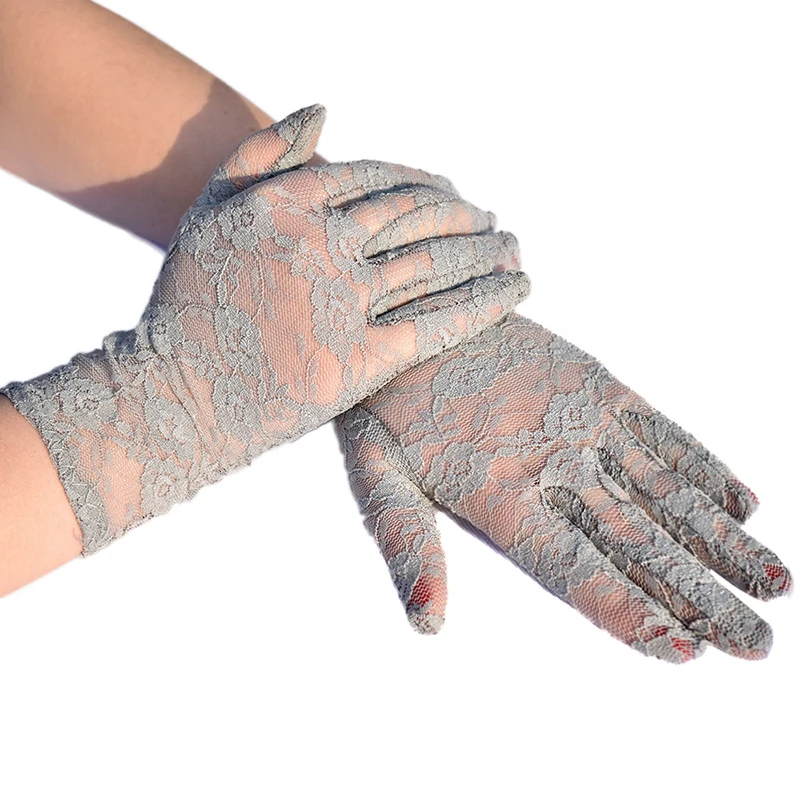 

Spring Summer Sexy Lace Gloves Women Sunscreen Short Gloves Fingerless/Full Finger Driving Gloves Half Finger Mittens Elastic