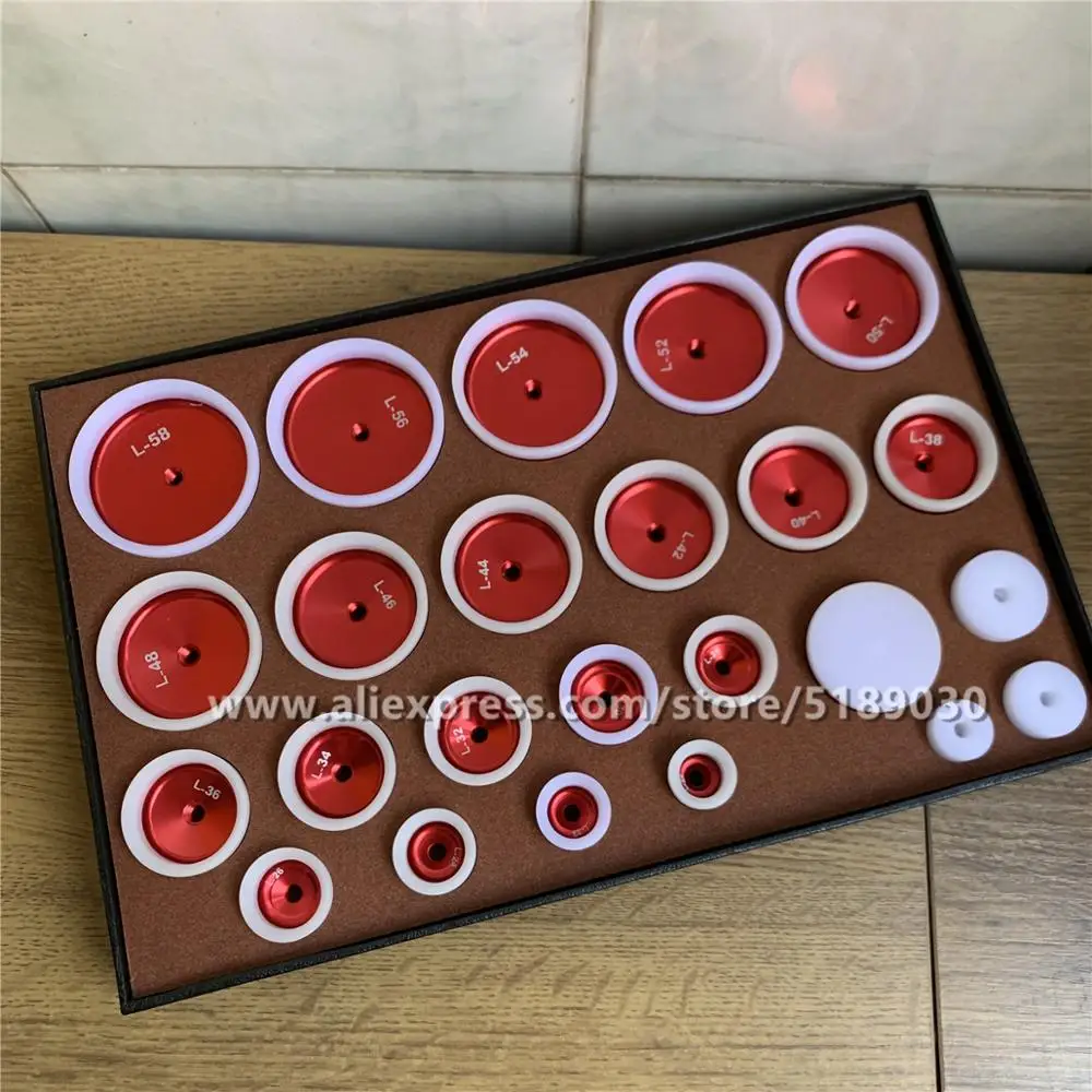 

Free Shipping Profession Watch Tool 24 sizes with rubber cover metal aluminum mold for Installing high-end watch glass crystals