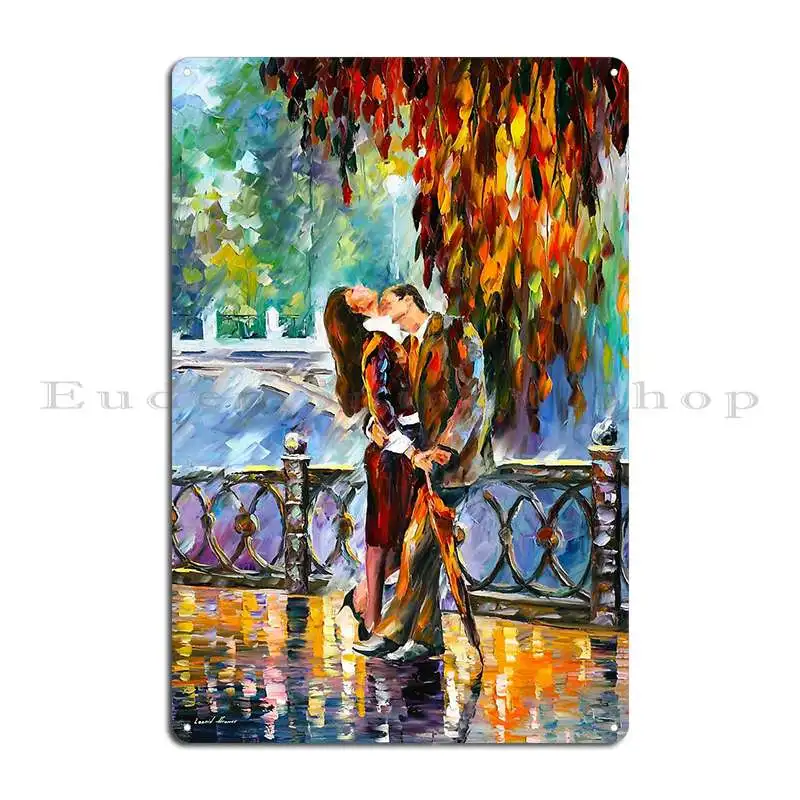 Поцелуй после дождя Леонид Afremov Vitebskart металлический плакат ретро Клубная