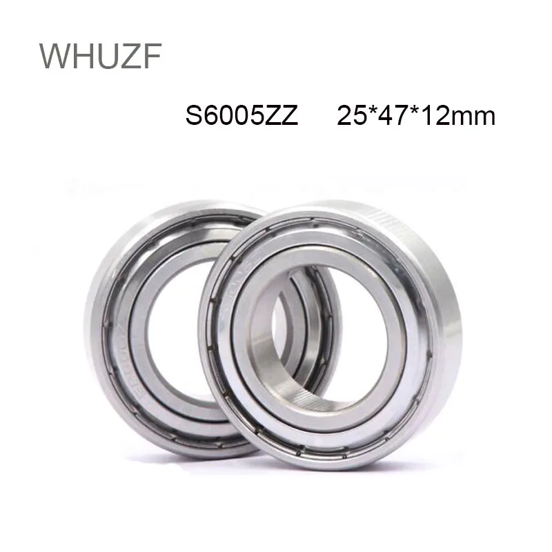 

WHUZF S6005ZZ Stainless Steel Bearing 2pcs ABEC-5 High Quality S6005 ZZ Single Row Deep Groove Ball Bearing S6005-2Z 25x47x12 mm