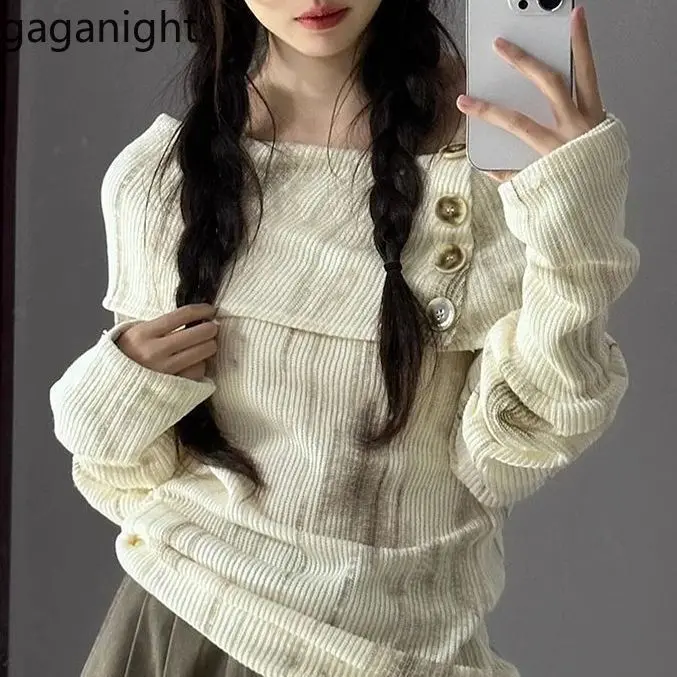Gaganight женский корейский шикарный высококлассный вязаный свитер 2024 Ранняя осень