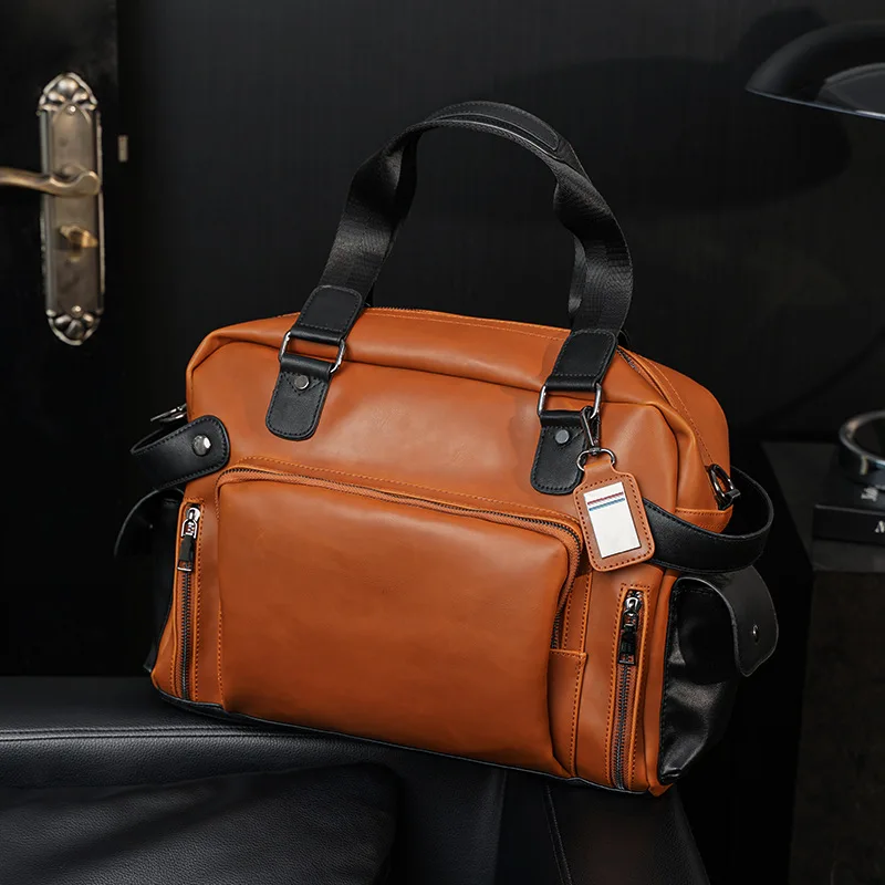 Retro Crazy Horse Leather Men's Handbag Casual Shoulder Messenger Bag Fashion Large Capacity Computer Bag For Male