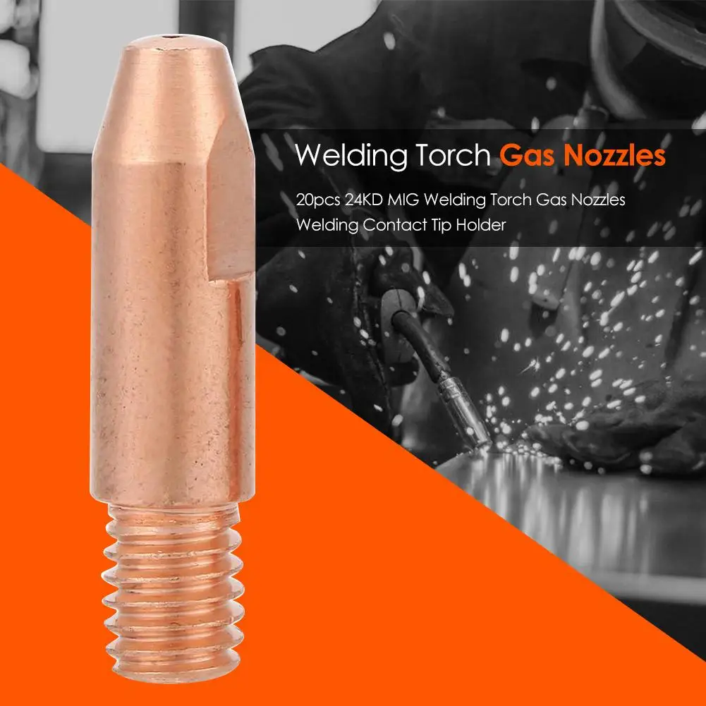 

20pcs 24KD MIG Copper Welding Torch Contact Tip Conductive Nozzle Semi-automatic Durable Gas Nozzle Soldering Supplies