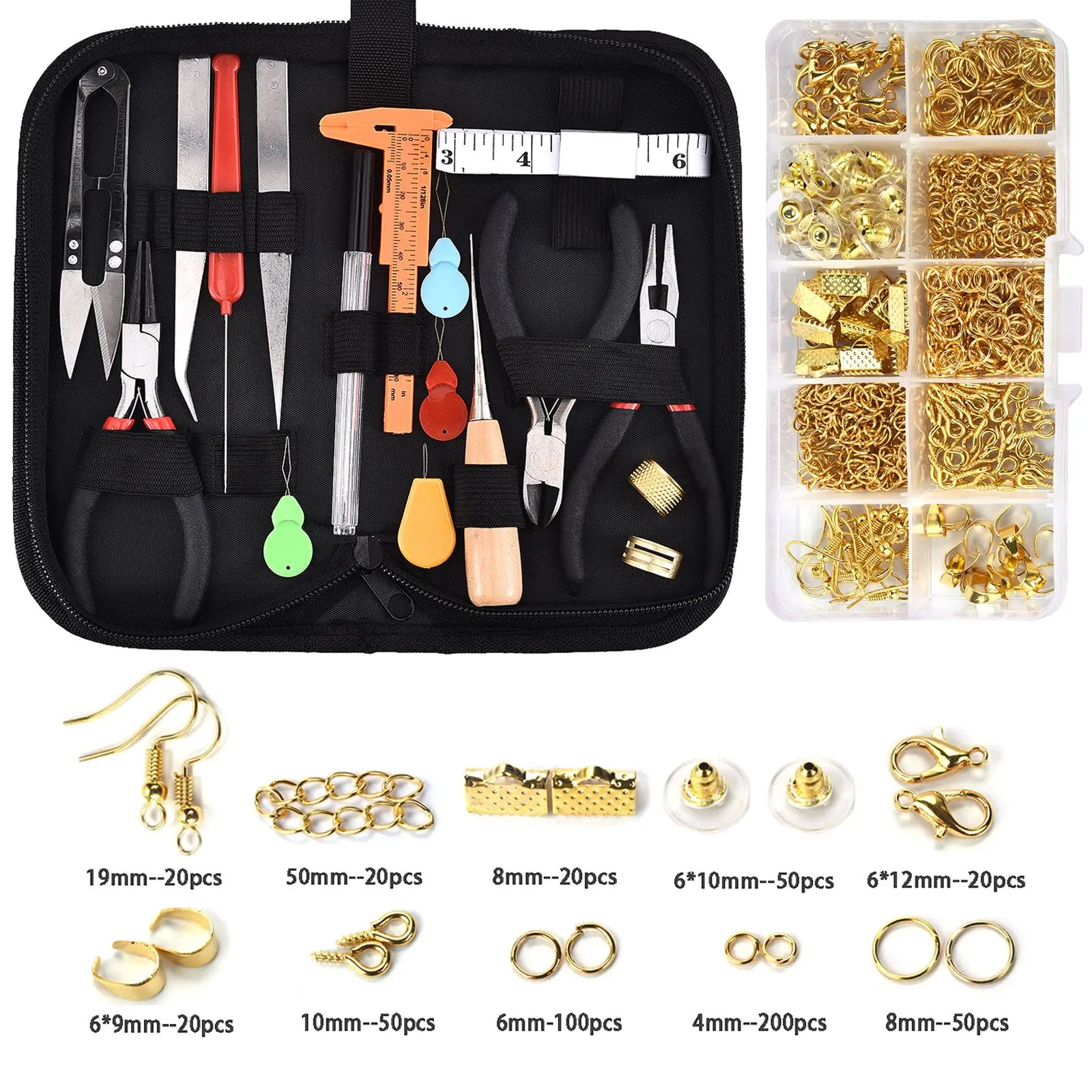 22pcs/set Jewelry Making Tool Kits Pliers Set scissors Round Nose Plier Side Cutting Pliers Wire Cutter Scissor Beading Tweezers