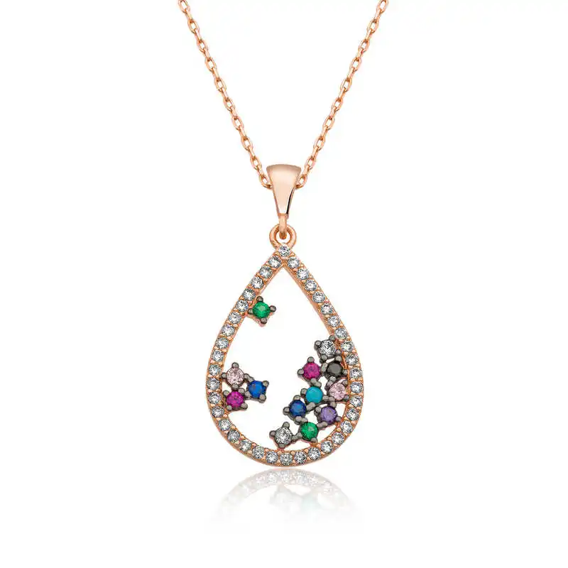 

Tevuli 925 Sterling Silver Colorful Stone Drop Necklace