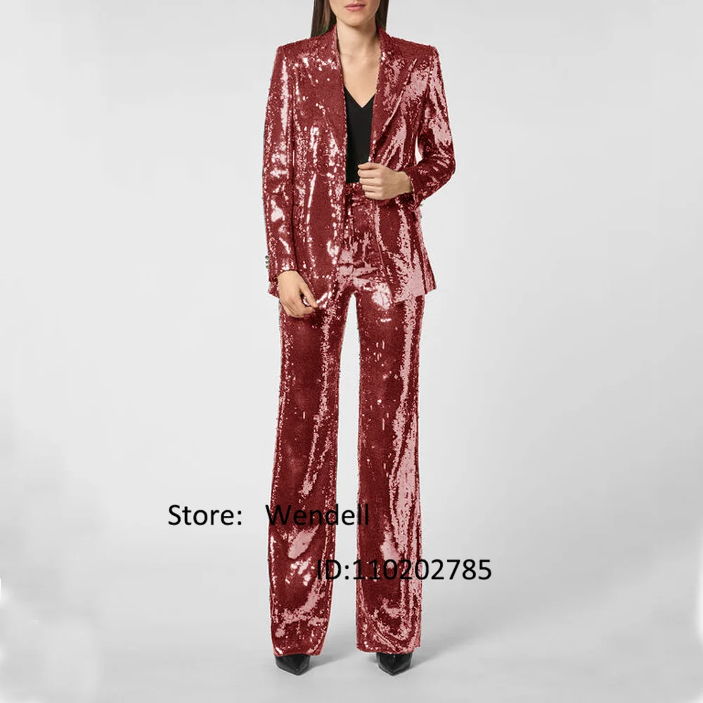 Women Sequined 2-Piece Suit Custom Luxury Prom Dress Single Breasted Traf 2023 Woman Evening Dresses Women's Pantsuit Short Sets