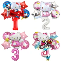 32 inch 6pcsset hello kitty number balloon cute cartoon foil ballon for baby kids boys girls birthday party decoration supplies