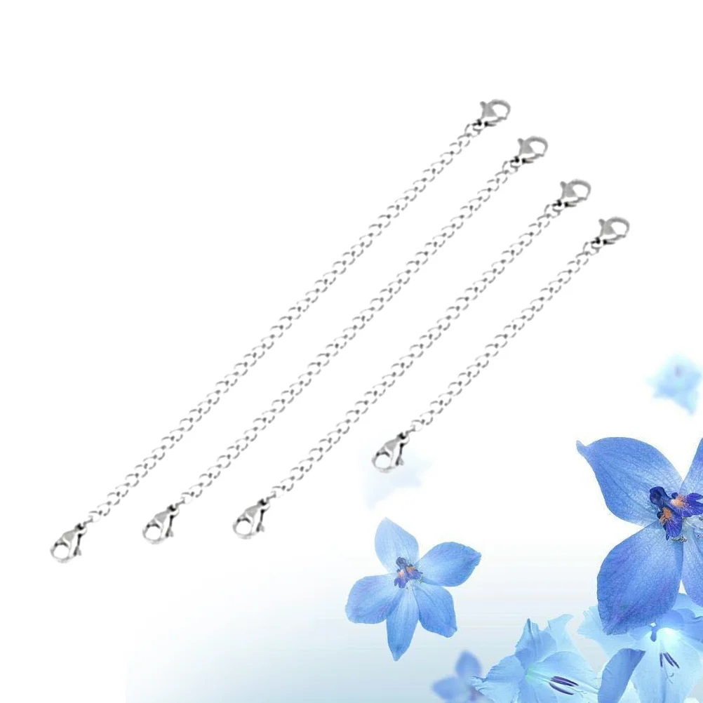 

4 PCS Chain Lobster Clasp Both Ends Extender Sterling Silver Necklace Handmade Necklaces Anklet Stainless steel carabiner
