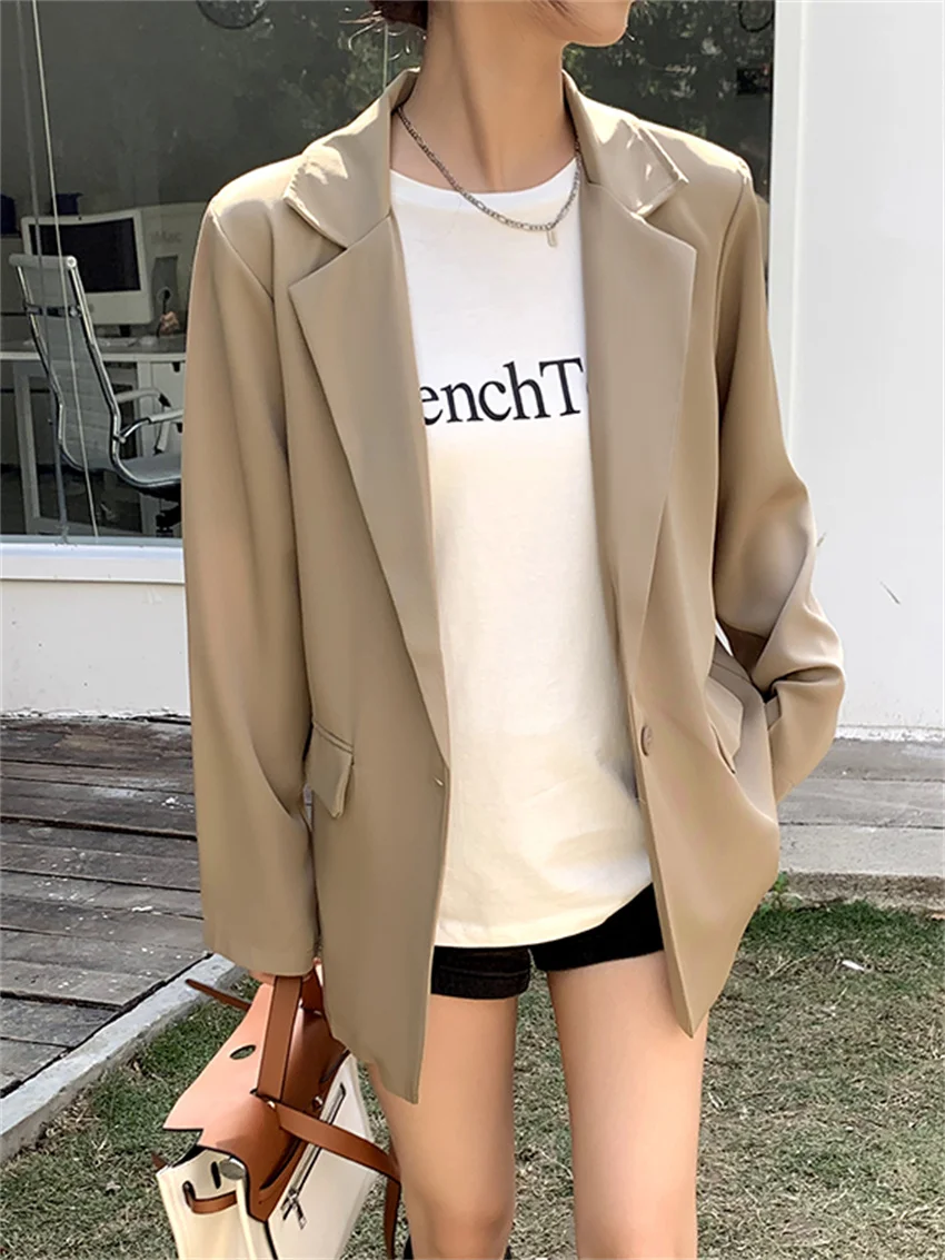 

HziriP 2022 Spring Blazers Women Elegant Office Wear Lady Slim Loose New Normcore Fashion High Street Chic Solid Casual Coats