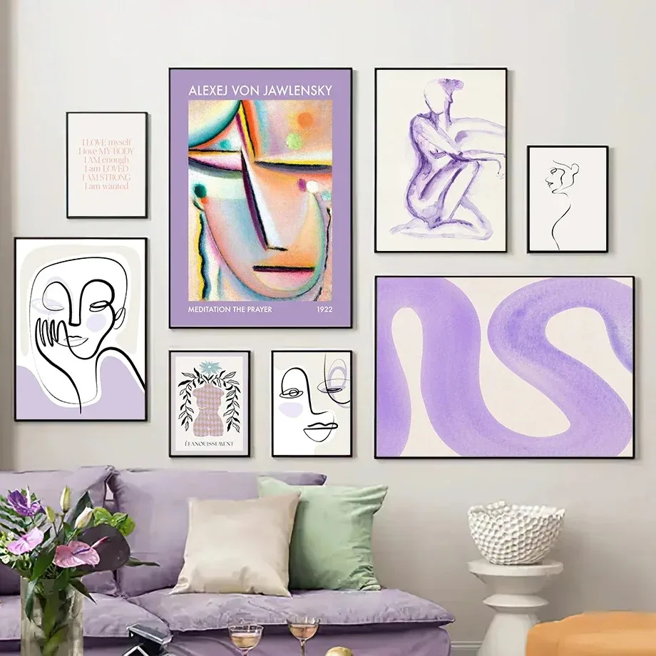 Скандинавская Абстрактная Линия Настенное Искусство Холст С Принтом Без Рамы