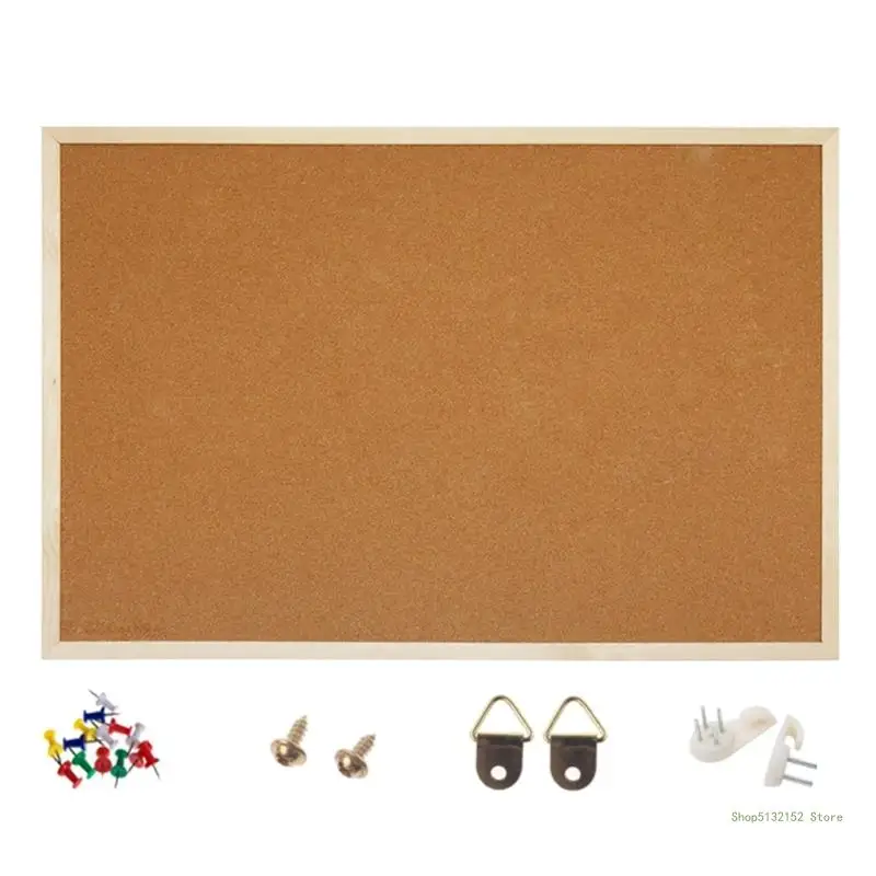 

QX2E Dual-Side Wooden Frame Cork Board Decoration Notice Board and Message Board for Home or Office School 30x40cm 40x60cm