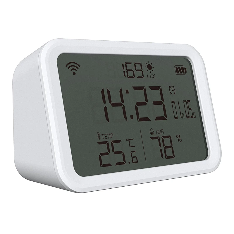 

Tuya Smart Wifi Hygrometer Thermometer Wireless Indoor Hygrometer Smart Home Digital Thermometer Calendar Display Light Detector