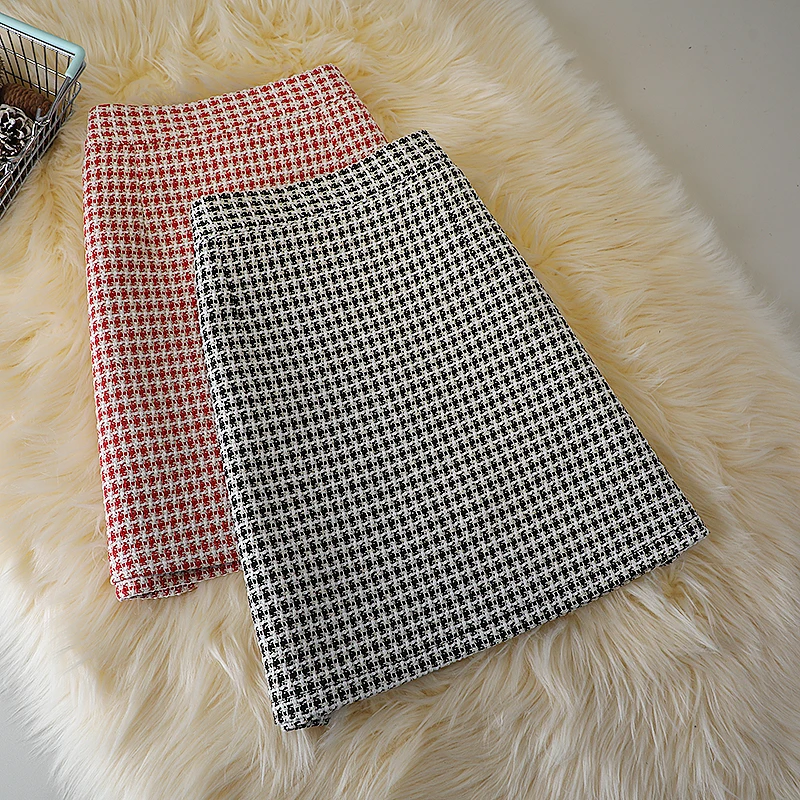 

Шерстяная Элегантная короткая юбка, Женская осенне-зимняя новая клетчатая юбка с высокой талией, модная юбка