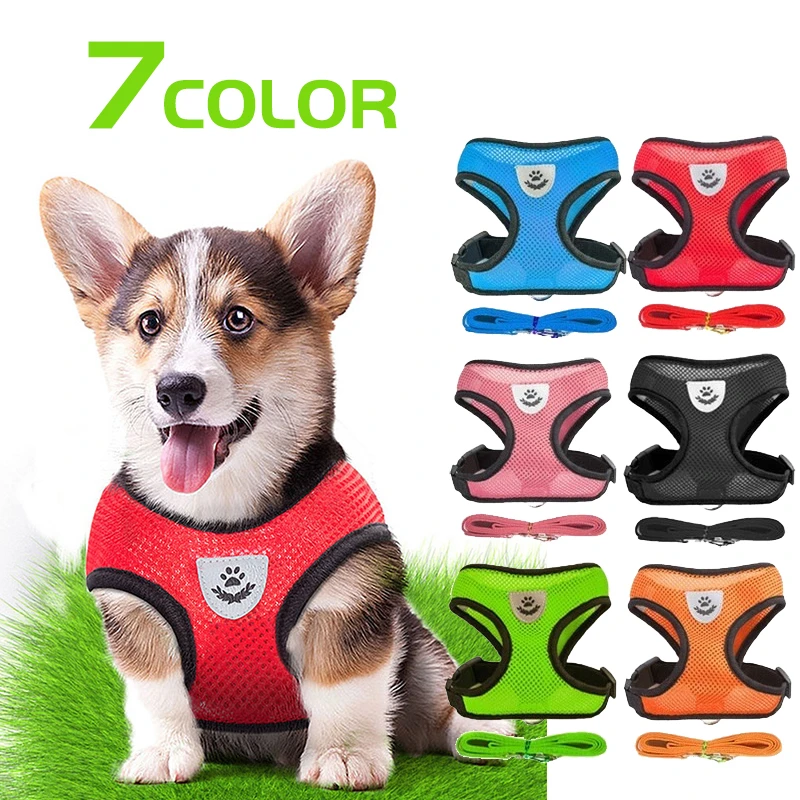 

Mesh Dog Harness Vest Reflective Pet Chest Strap Breathable Adjustable for Puppy Small Medium Dogs Stuff Cat Collar Necklace