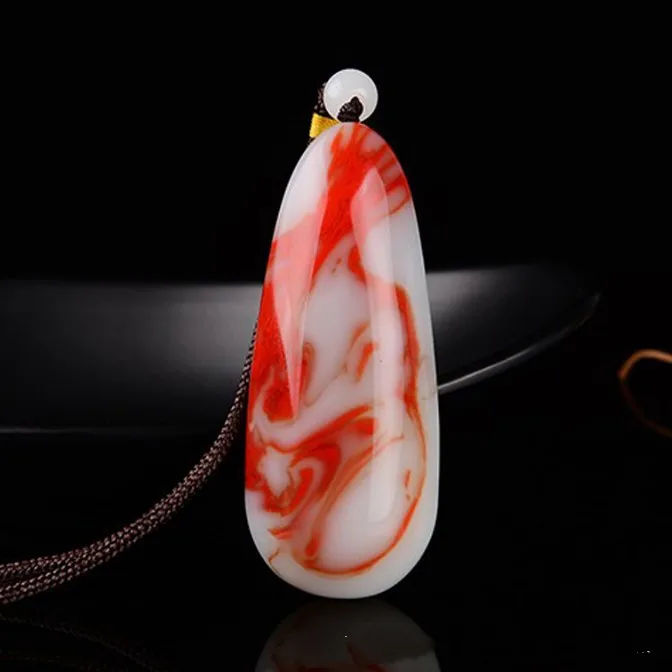 Natural Hetian Chicken Blood Jade Original Stone Seed Pendant Handle Pieces for Men and Women Joker Pendant