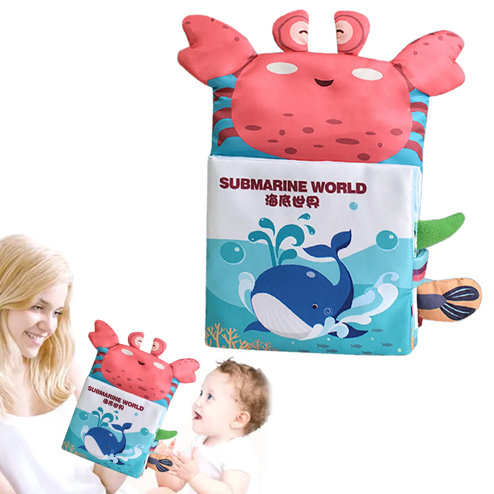 

Submarine World Soft Cloth Book Touch And Feel Crinkle Cloth Books For Babies Animal Puppets Busy Book Soft Activity Early