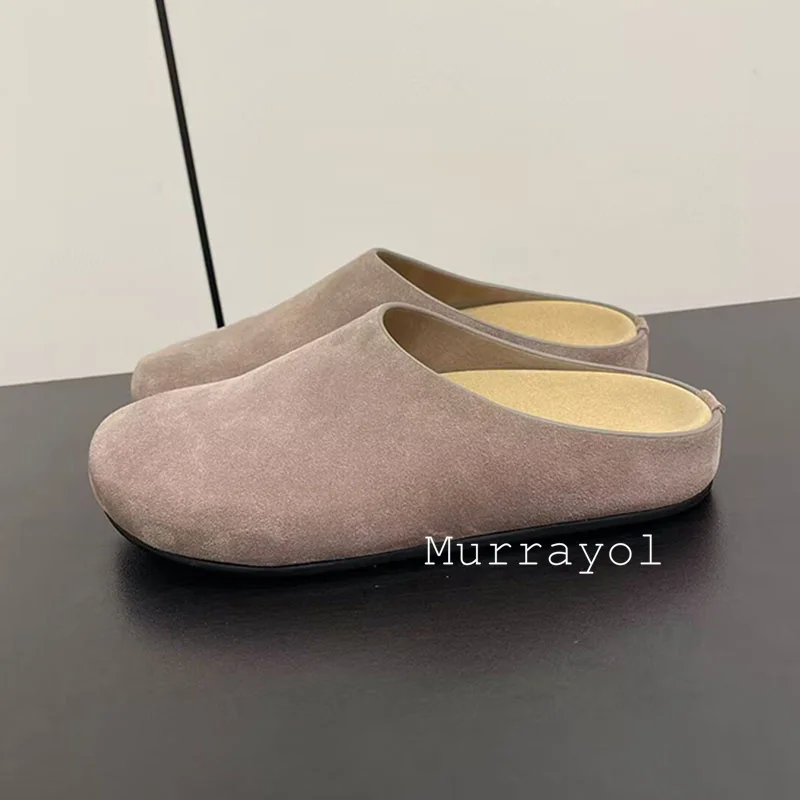 Замшевые Шлепанцы из коровьей кожи с закрытым носком и пряжкой для ремня Женские