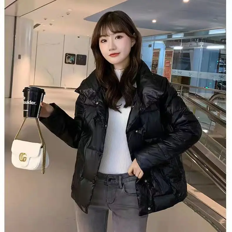 Ladies Fashion Stand Collar Down Padded Jacket New Korean Style Loose Padded Coat Short Ladies Padded Jacket Women Coat