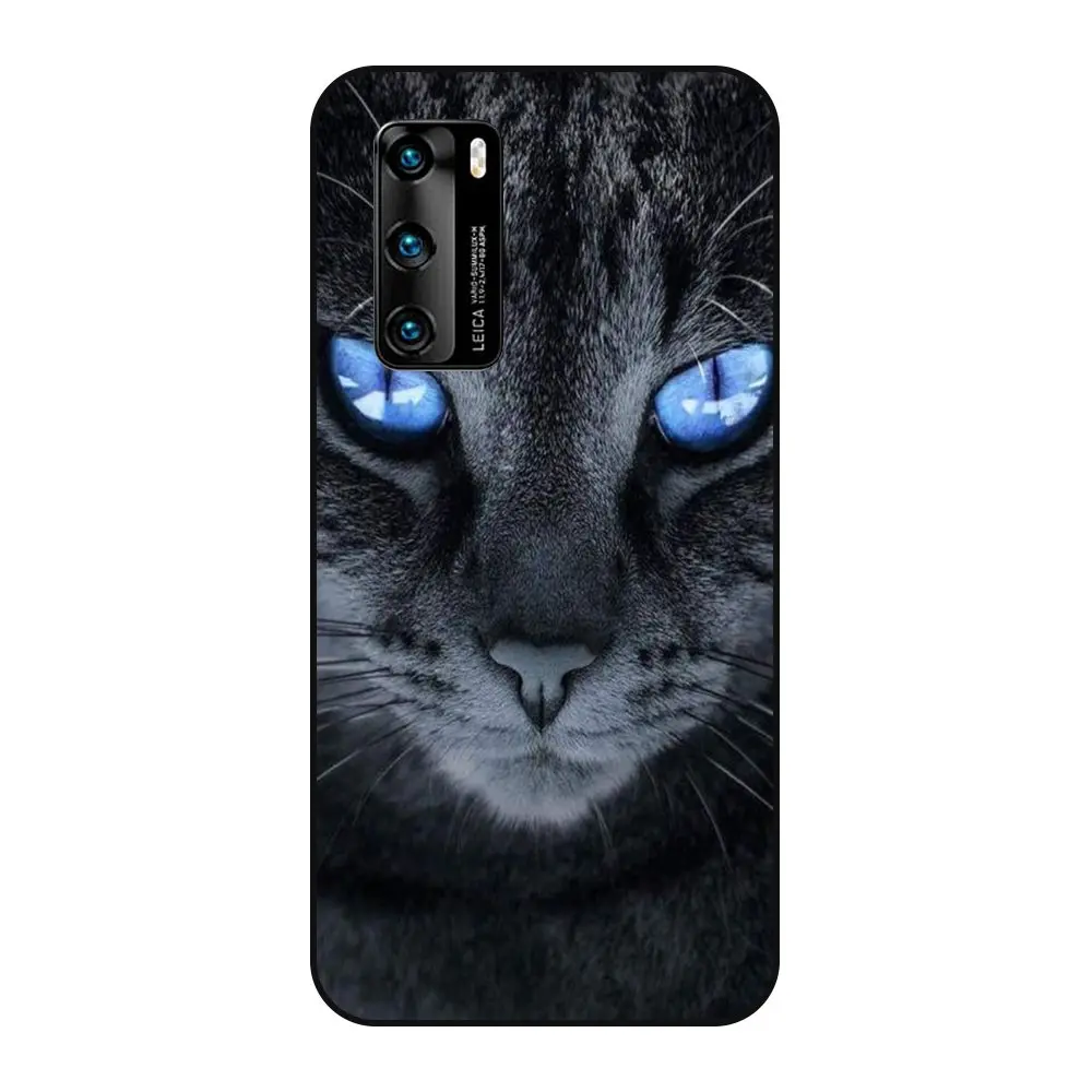 Аксессуары для Huawei P40 кожаный чехол телефона с собаками черный Роскошный