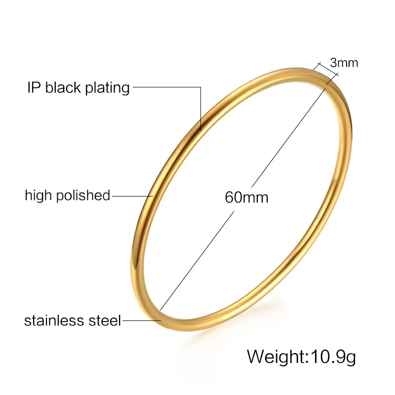 Gold Color Stainless Steel Cuff Bracelet for Women 2022 Jewelry,Plain Slip Bangle,Stacking Bracelet Gift to Young Girls images - 6