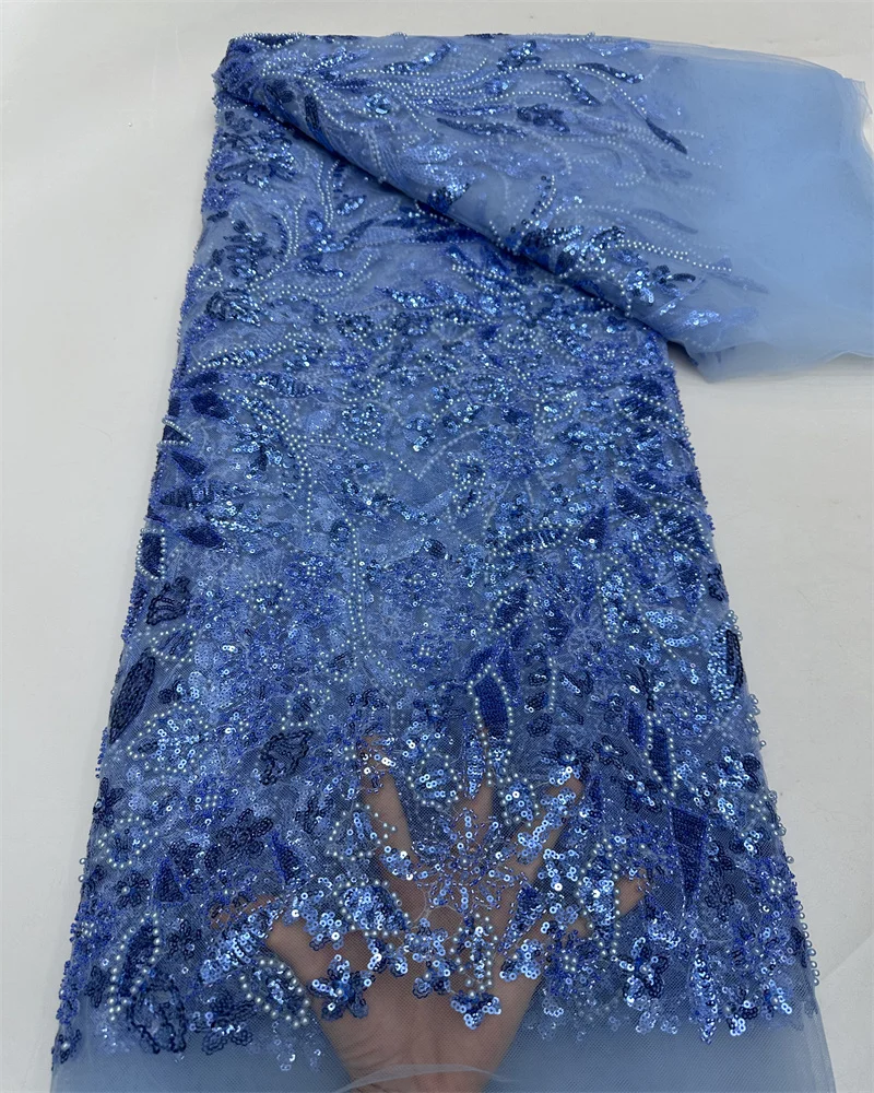 Роскошные африканские бусины нигерийская кружевная ткань 2024 Высококачественная