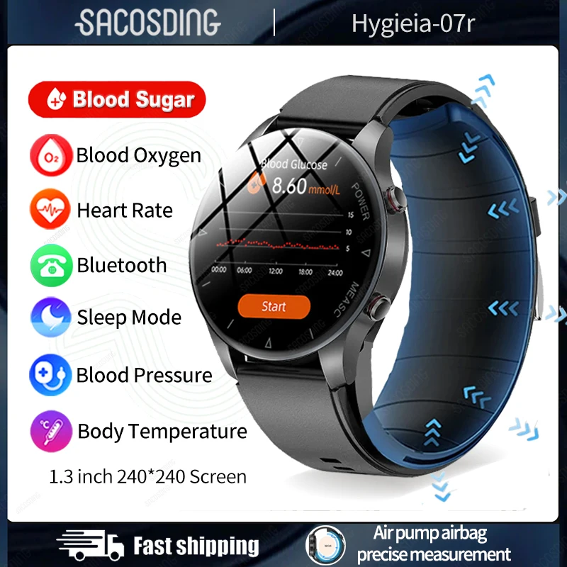 

2023New Inflatable Strap Accurately Measure Heart Rate Blood Pressure Smart Watch Men Waterproof Bluetooth Call Sport SmartWatch