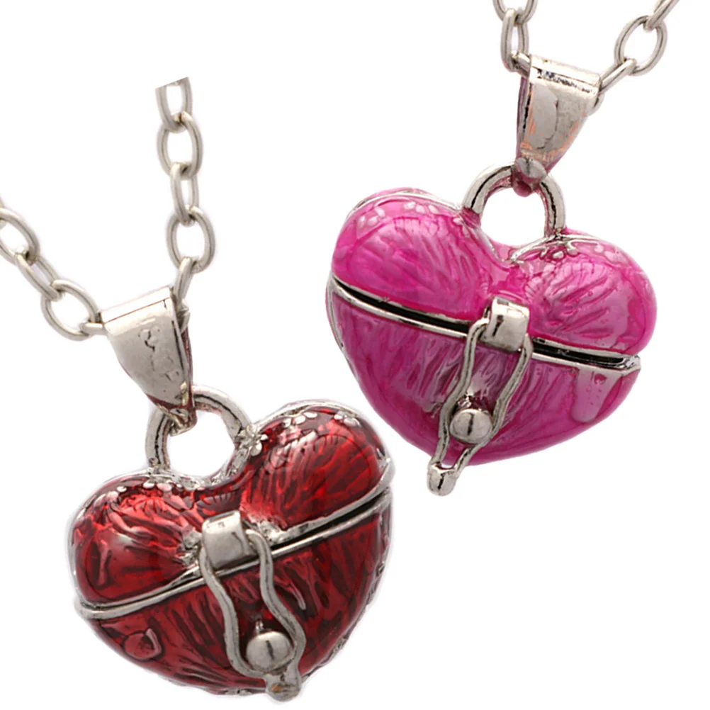 

Gemstone Heart Pendant Locket Necklace Matching Daughter Necklaces Mom Women Mother