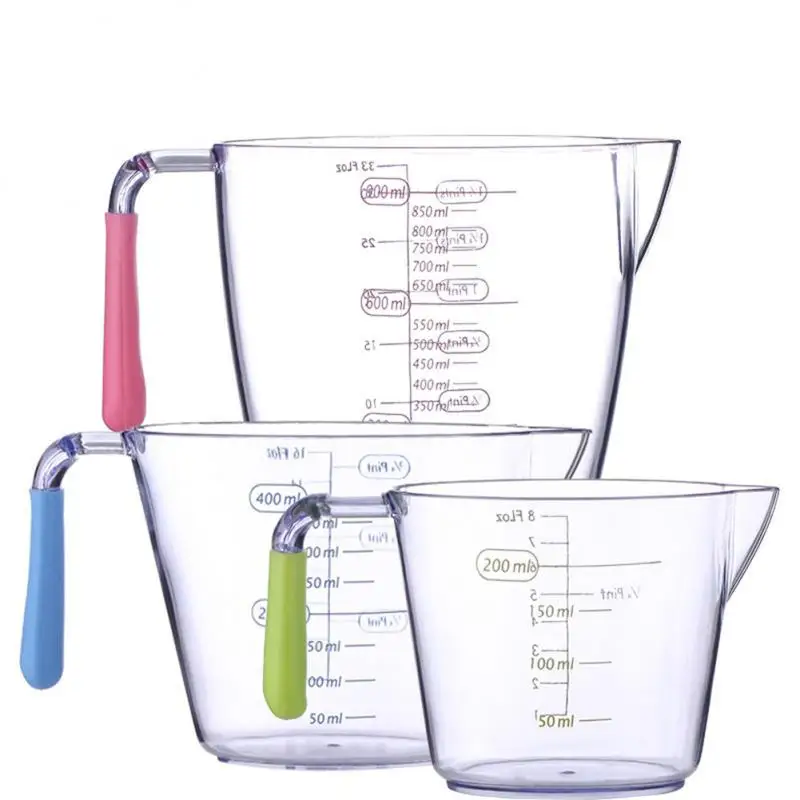 

200/400/900ml Plastic Measuring Cup Clear Scale Show Transparent Mug Pour Spout 3sizes Measuring Baking Cooking Measuring Tools