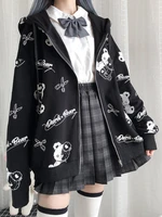 deeptown gothic oversize cute hoodies women harajuku punk anime zip up sweatshirts kawaii cartoon casual tops jacket streetwear