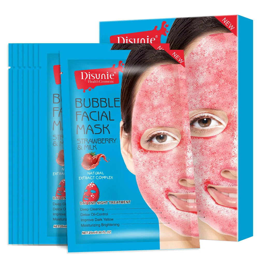 

8Pcs Strawberry Milk Bubble Masks Moisturizing Nicotinamide Anti-Aging Skincare Firming Face Mask Collagen Repairing Facial Mask