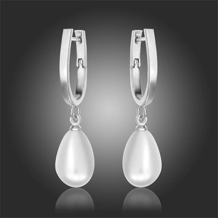 Gold Color U Circle Hoop Teardrop White Faux Pearl Drop Dangle Earrings For Women Pendientes Aros Korean Party Jewelry Bijoux | Украшения и