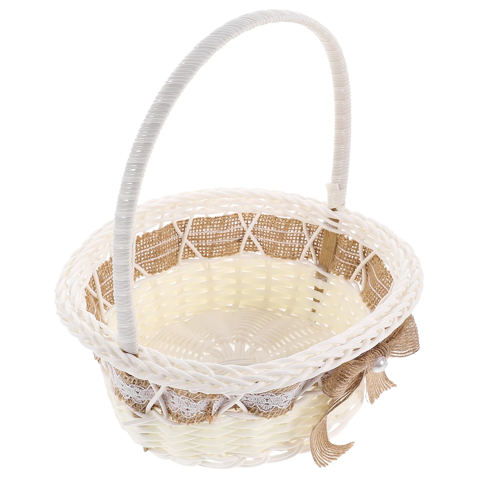

Wedding Flower Girl Basket Wedding Rustic Flower Basket Lace Wedding Basket Small Basket With Handle Candy Gift Basket