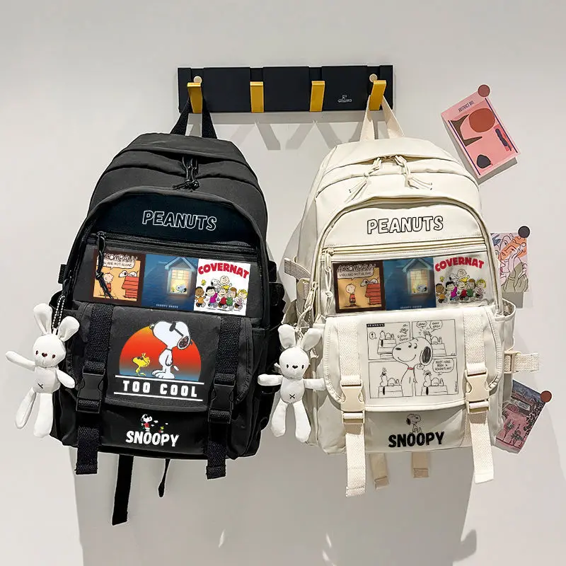 

Школьный рюкзак Snoopy, трендовый брендовый ранец для студентов и взрослых, вместительные женские и мужские рюкзаки в стиле Харадзюку