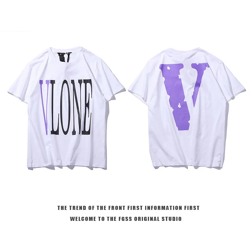 Уличная одежда VLONE с коротким рукавом для мужчин и женщин свободная парная