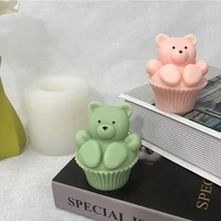 3d bear cupcake candle molds silicone diy cartoon bear candle molds for candle making aroma wax handmade soap epoxy resin moulds