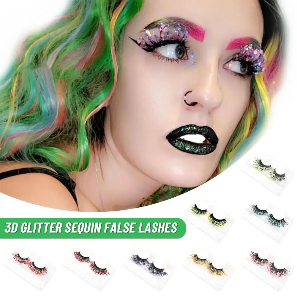 

Fashion Cosplay Beauty Accessories Makeup Tools Glitter Sequin Colored Lashes Eye Dress up 3D False Eyelashes