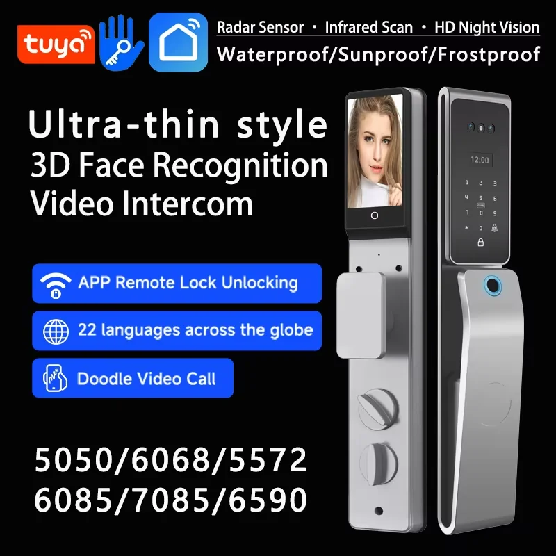 Фото Приложение Tuya WiFi, 3D-распознавание лиц, активный домофон, дистанционное управление и охранная сигнализация для безопасности дома №2