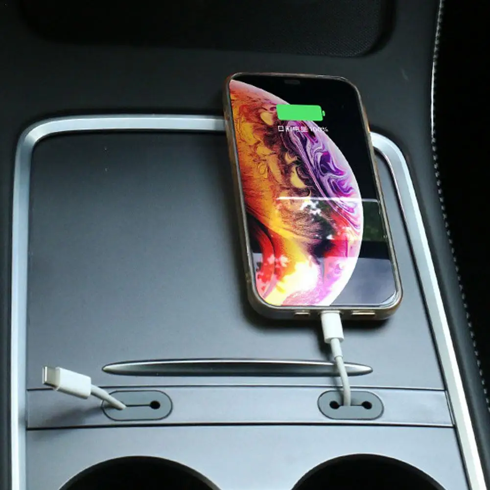 

Usb Charging Cable Organizer Abs Winder Usb Hub Cable Organizer Holder For Model 3 Y 2022-2017 Center Console Accesso Z8w7