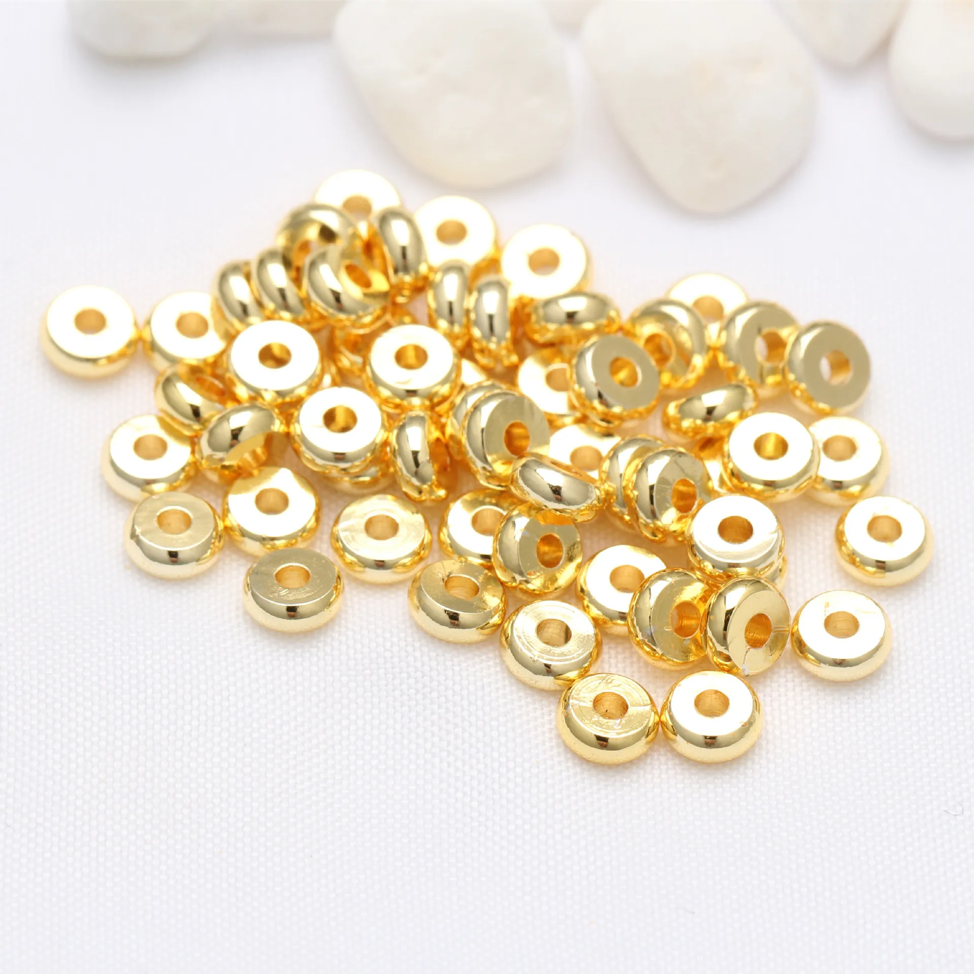 50Pcs 3mm-10mm Factory Direct Selling DIY Hand Beaded14K Genuine Gold Color Preserving Spacer Bead Bracelet Making Accessories