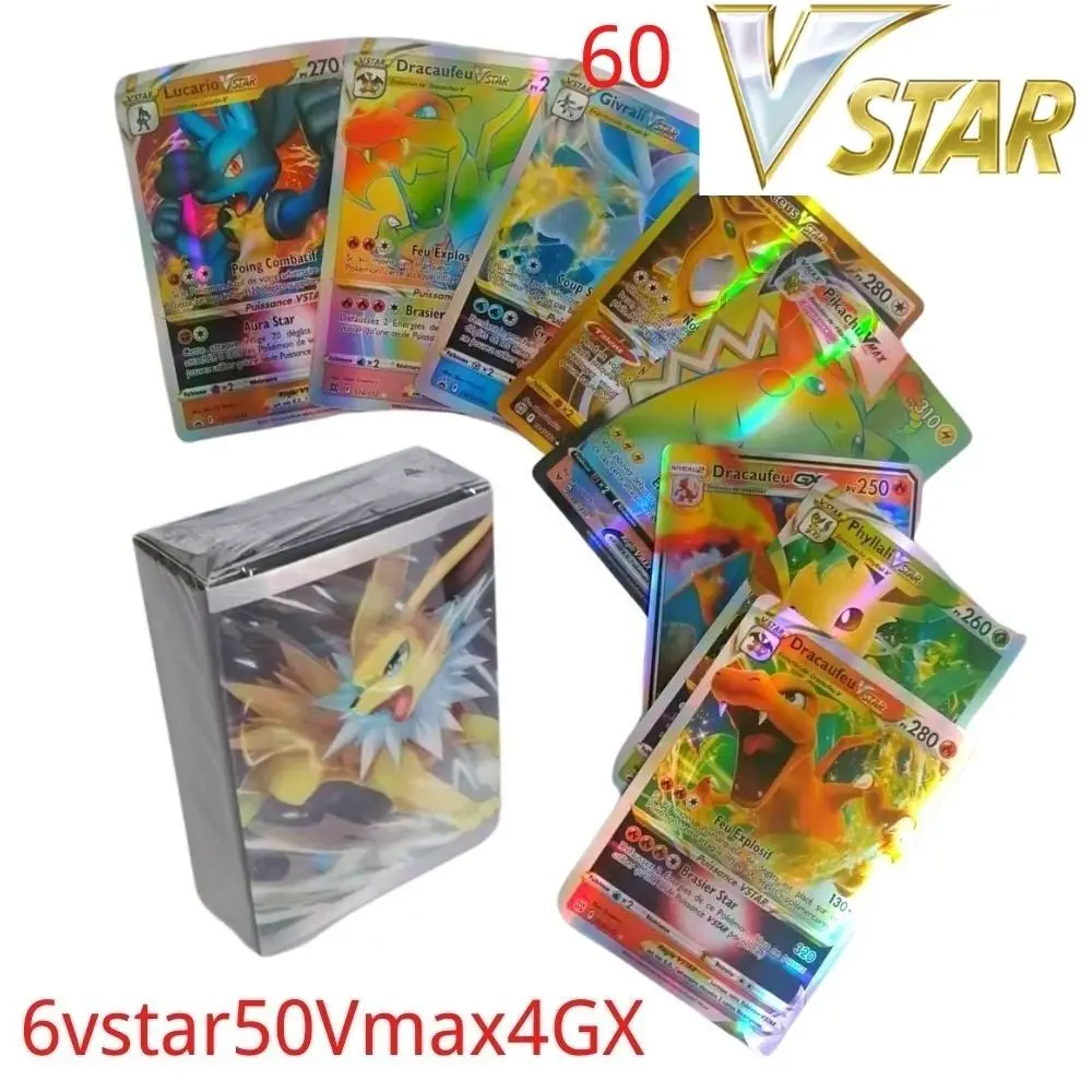 

Pokemon Cards in French Letters Charizard Arceus Vstar Vmax GX MEGA V-union Kids Pokmo Gift Game Collection Card Rainbow Toy