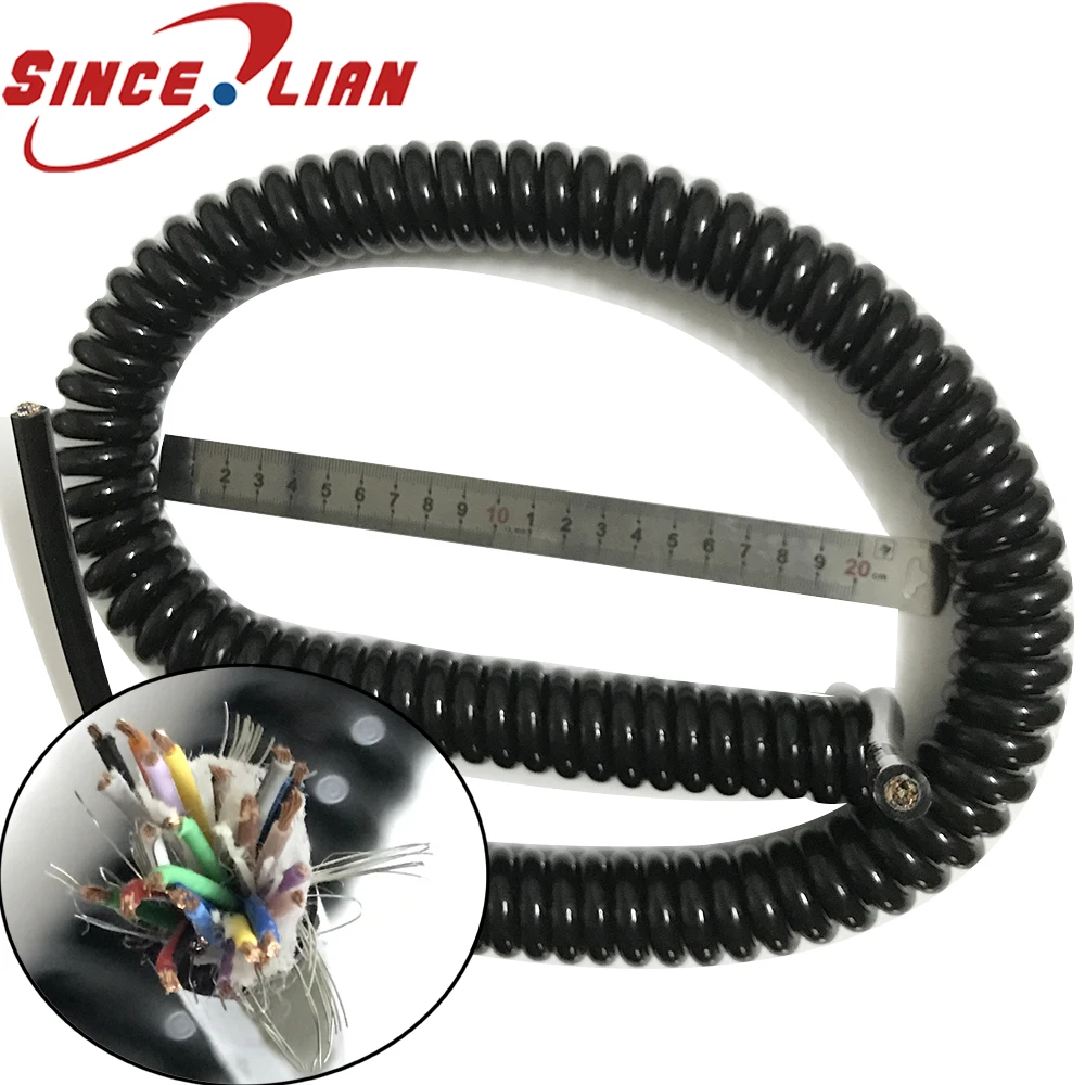 

25core Spiral Spring Wire Cable Retractable Line 0.15 Square High Power Cord Undraw 2.5m 5meters Good Elasticity Extensible Wire