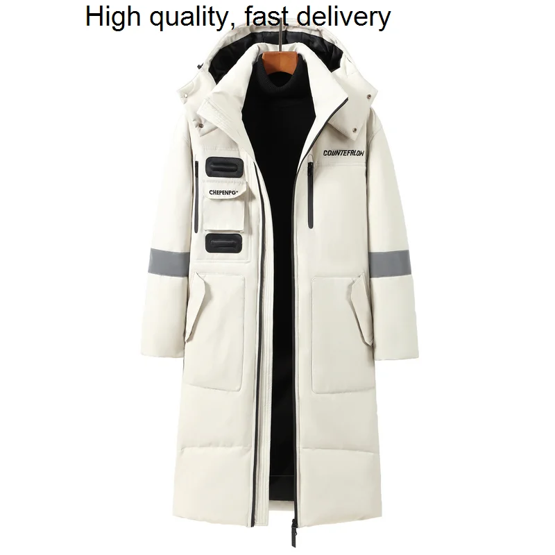 

Couple Down Winter Jacket Men's/Women's Long 90% White Duck Down Hooded Parka Retro Workwear Street Warm Coat 2097