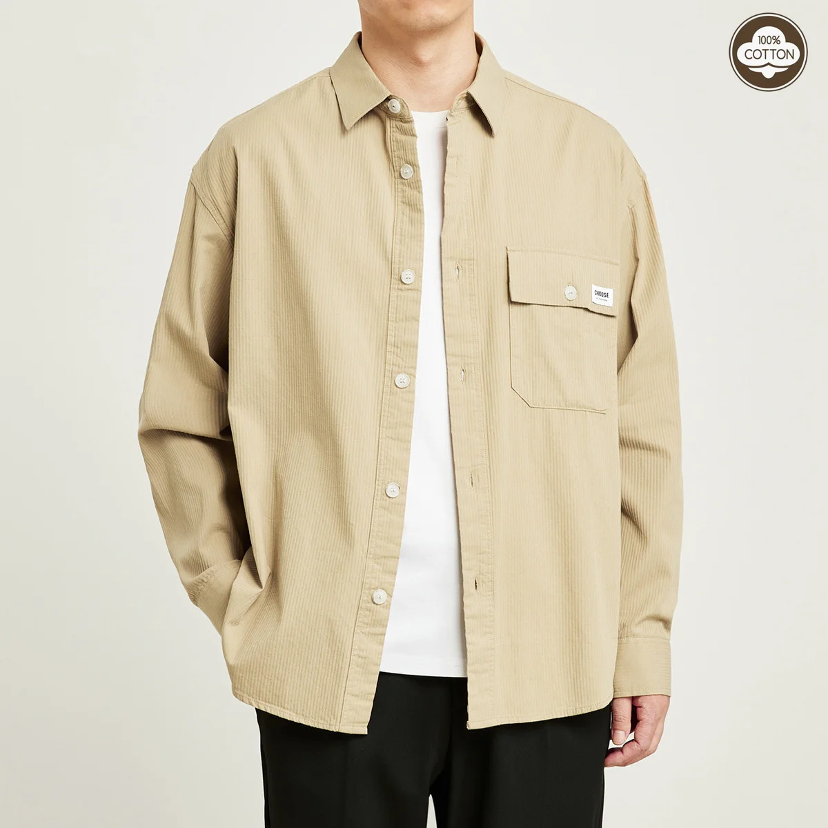 

Мужская винтажная рубашка с длинным рукавом и карманами