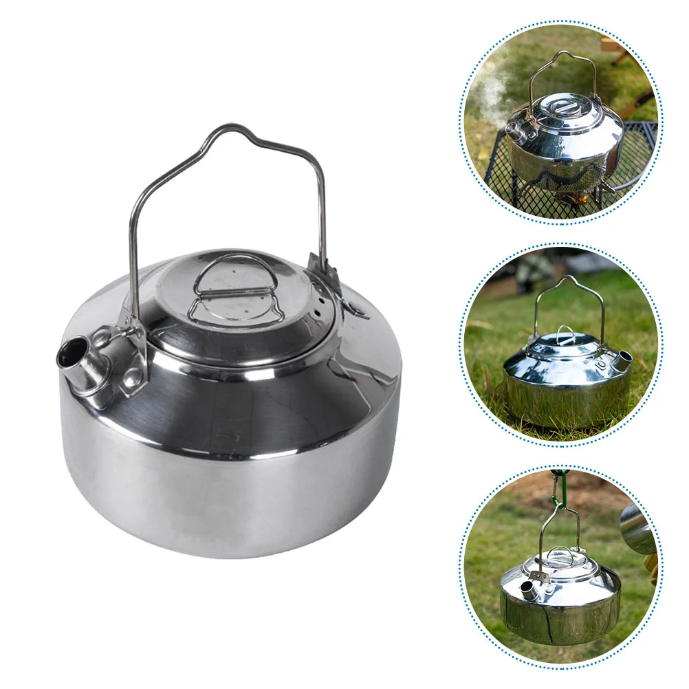 

Kettle Camping Tea Pot Water Camp Portable Whistling Teapot Steel Stainless Coffee Hiking Kettles Boiling Stovetop Outdoor