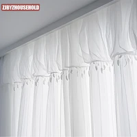 imitation silk living room curtains white lace princess style curtains for bedroom door balcony solid backdrop curtain 2 layers