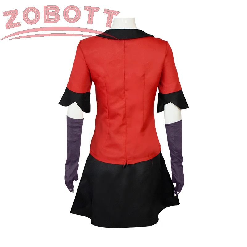 Hazbin COS Hotel Vaggie Косплей Костюм Женский Красный Топ Черная Юбка Перчатки Брюки