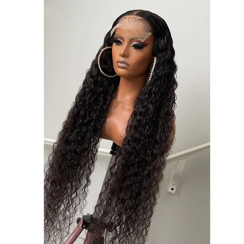 

Loose Wave Curly Long Natural Black Synthetic Lace Front Wig For Women Baby Hair Glueless Pre Plucked Glueless Heat Resistant