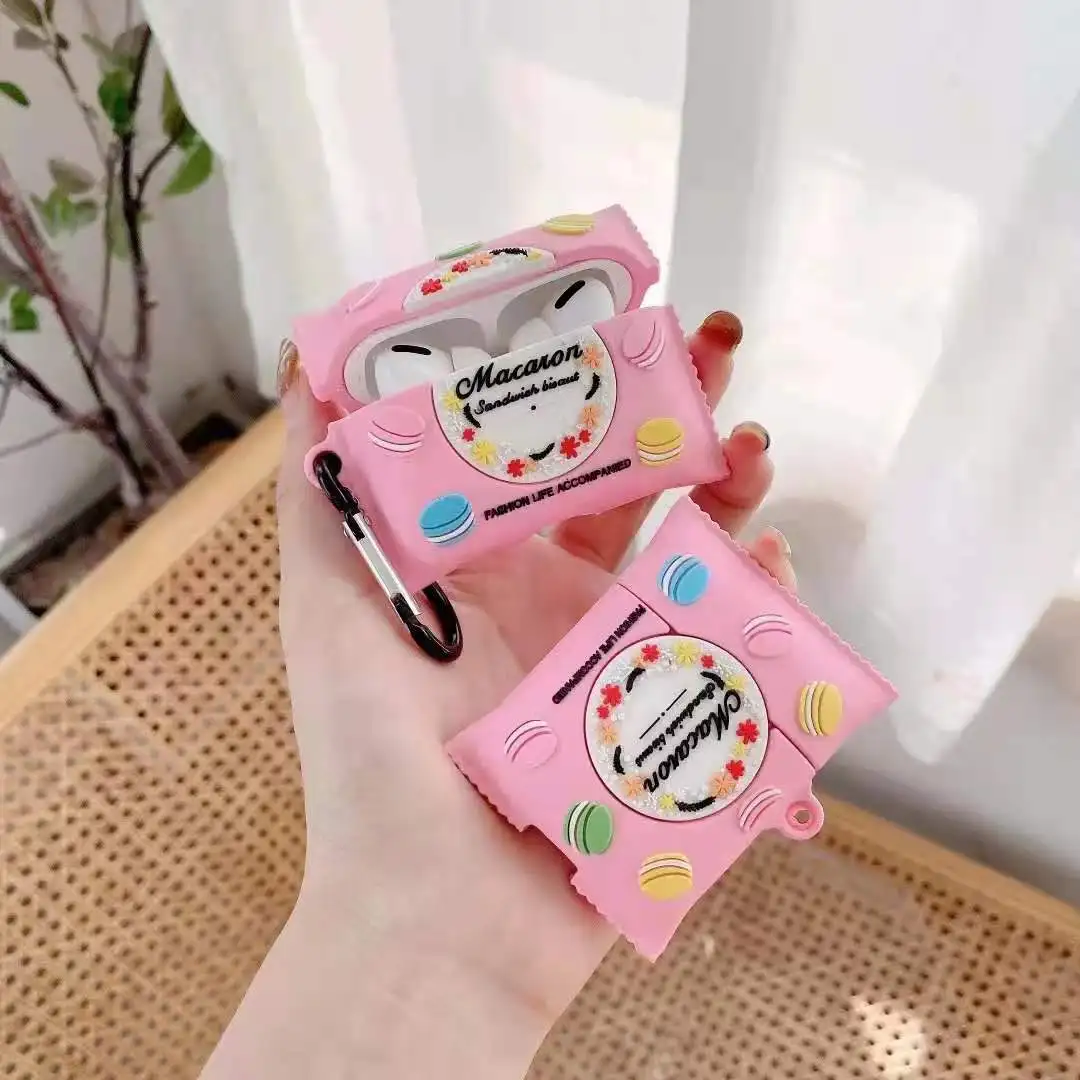 Cute Macarons Colored Cookies Wireless Bluetooth Headset Silicon Cover For Airpods 1 2 Earphone Protective Case for AirPods pro