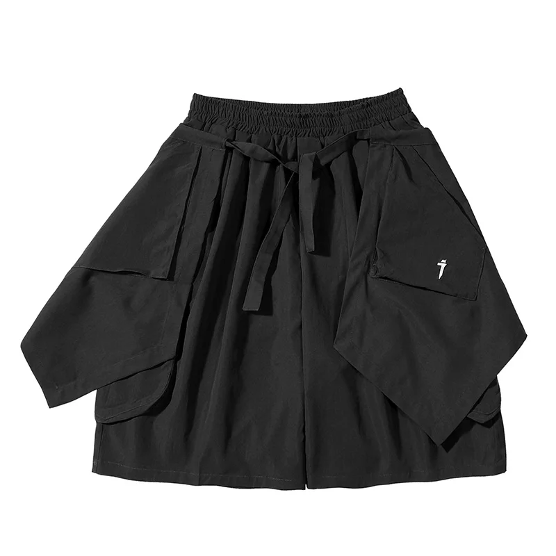 

Techwear Spliced Hip Hop Two Piece Set Cargo Shorts Skirts Harajuku Tactical Summer Streetwear Apron Jogger Short Trousers Pants